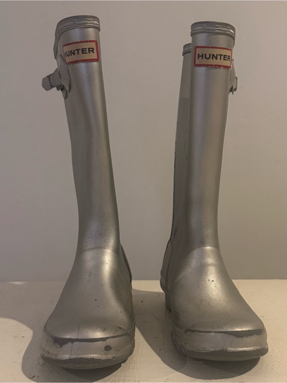 Hunter Metallic Silver Tall Rain Boots
